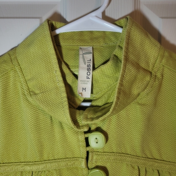 FOSSIL Double Collar Collar Cap Sleeve Charteuse Jacket Sz Medium - Picture 4 of 10